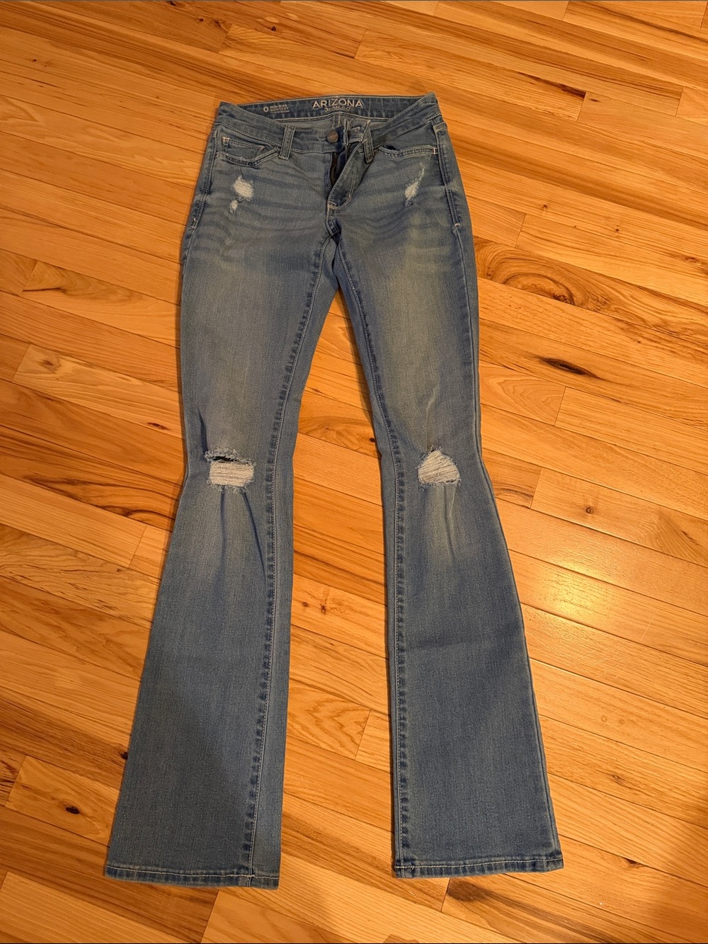 Arizona Jean Company Light Blue Distressed Flare Jeans